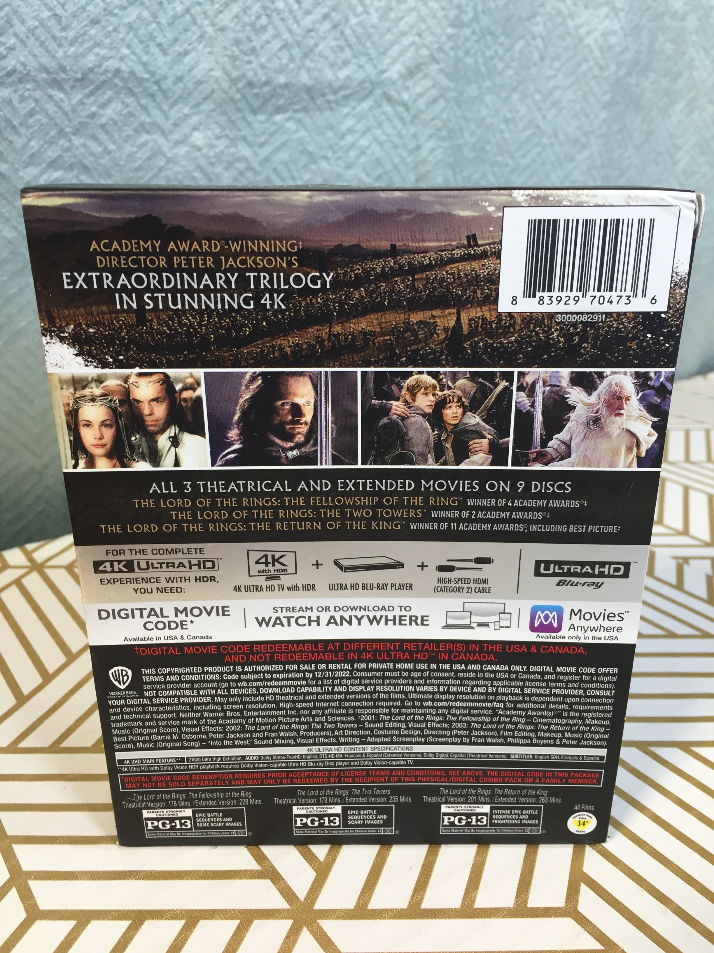 The Lord of the Rings: The Motion Picture Trilogy Extended & Theatrical 4K Ultra HD (7680419168494)